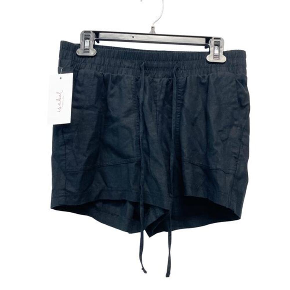 Isabel Maternity Women's Black Linen Blend Drawstring Shorts‎ Size XS